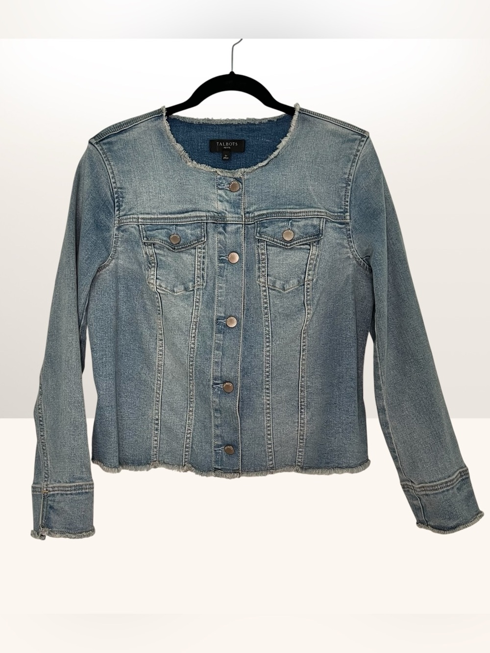Talbots Petite COLLARLESS JEAN JACKET - FREYA WASH